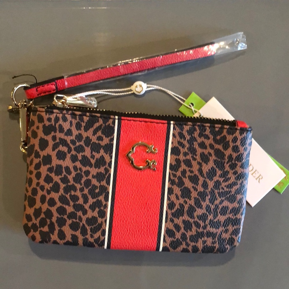 CWonder Double Zip Leopard Pattern Wristlet/New